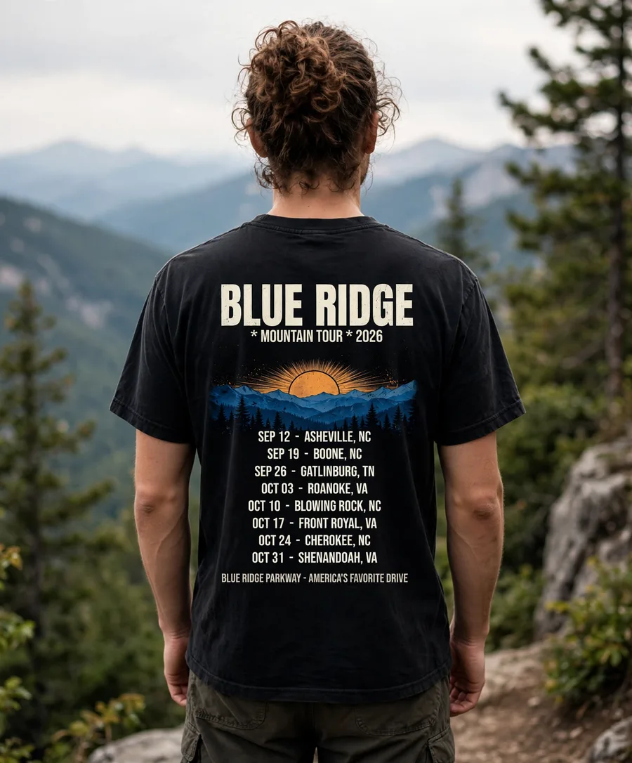 Blue Ridge Mountain Tour tee mockup