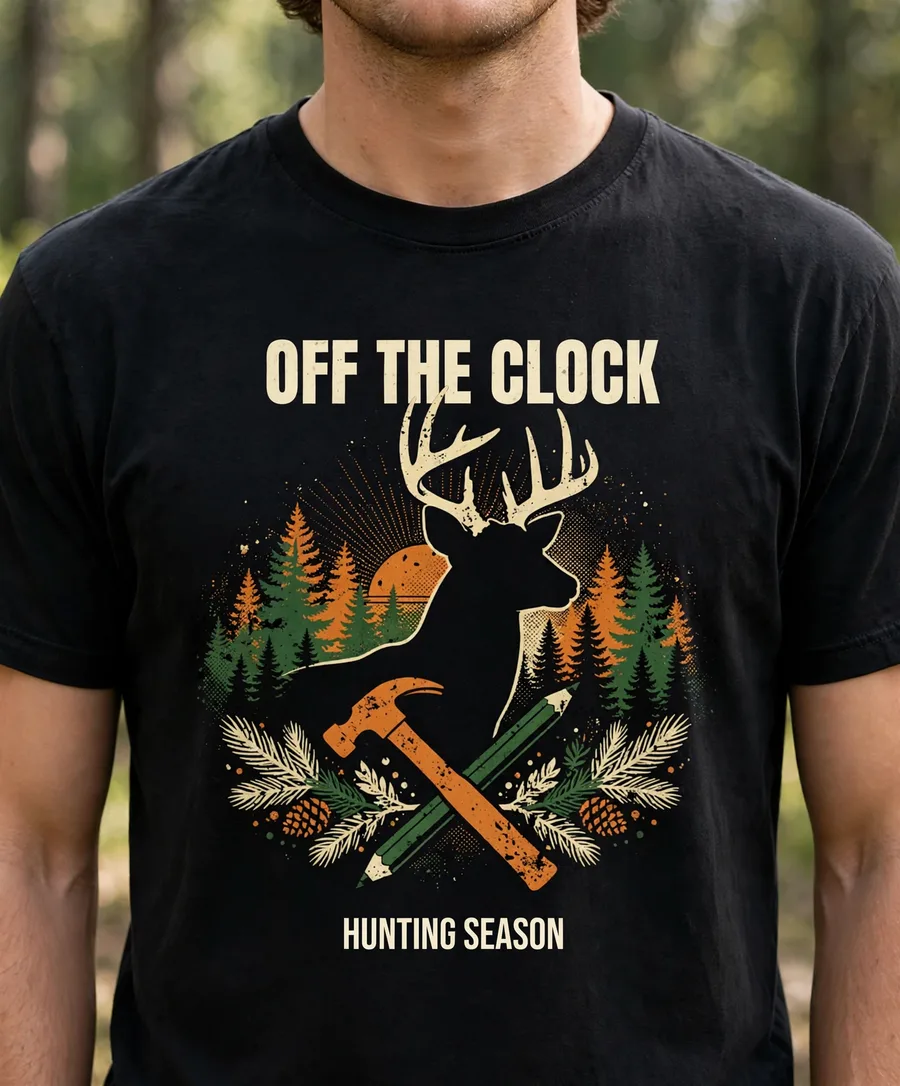 Off the Clock Hunting Season tee mockup