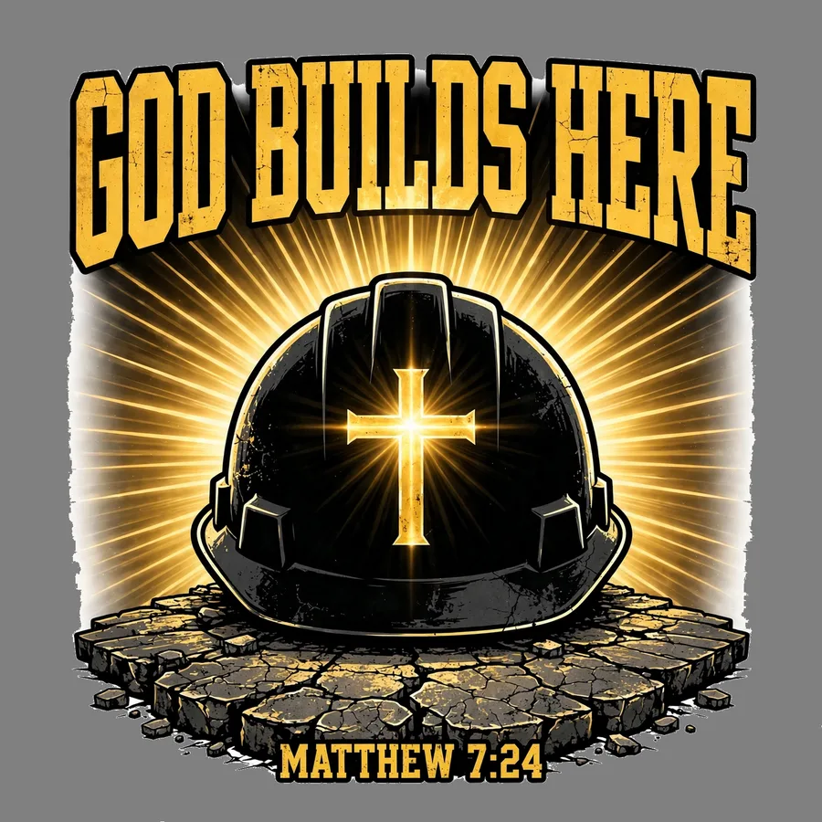 God Builds Here tee design
