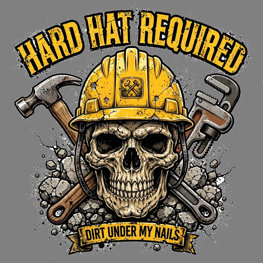 Hard Hat Required skull tee design